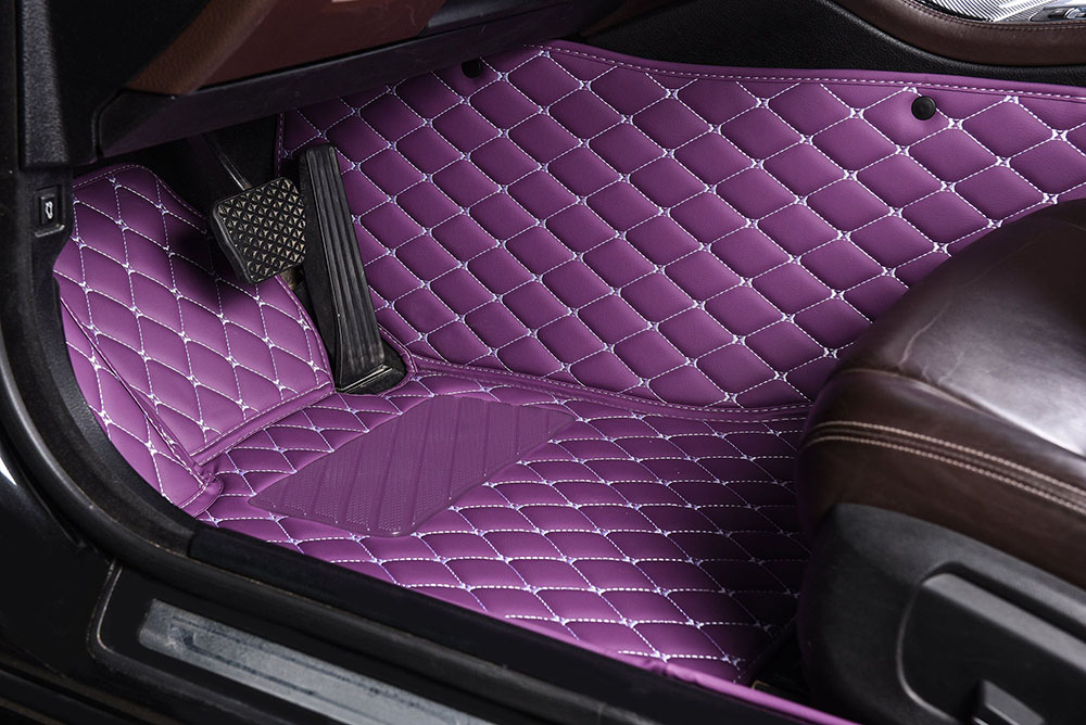 Purple Luxury Leather Diamond Car Mats Manufacturers
