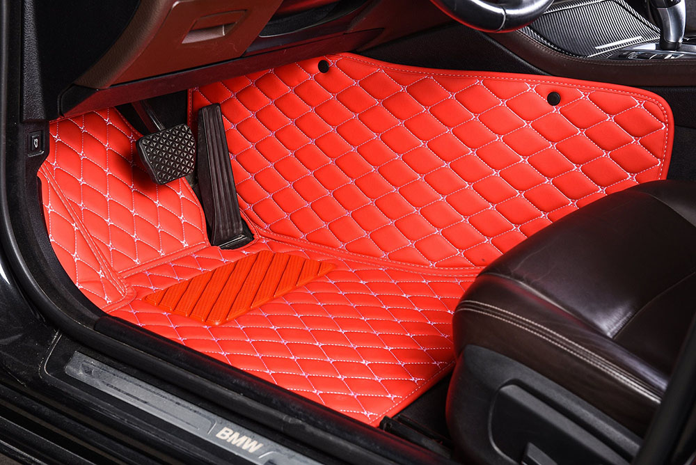 Red Luxury Leather Diamond Car Mats Manufacturers