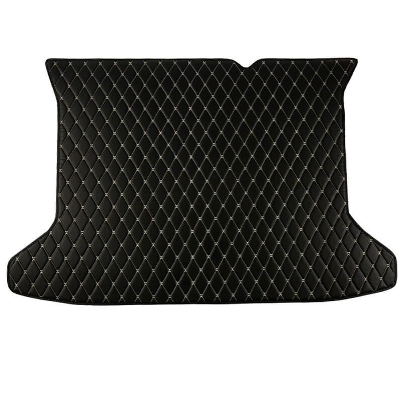Black and Beige Stitching Luxury Leather Diamond Trunk Base Mats Manufacturers