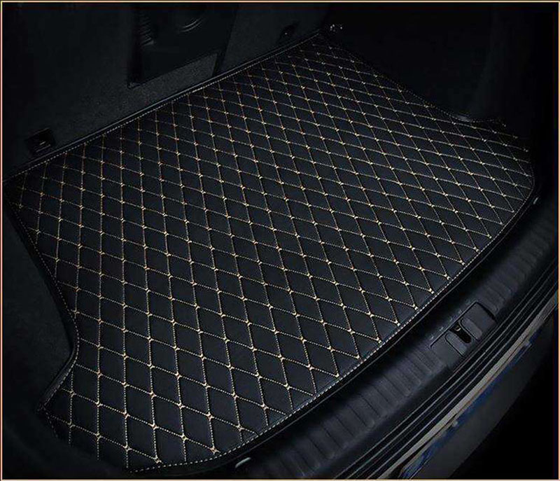 Black and Beige Stitching Luxury Leather Diamond Trunk Base Mats Manufacturers