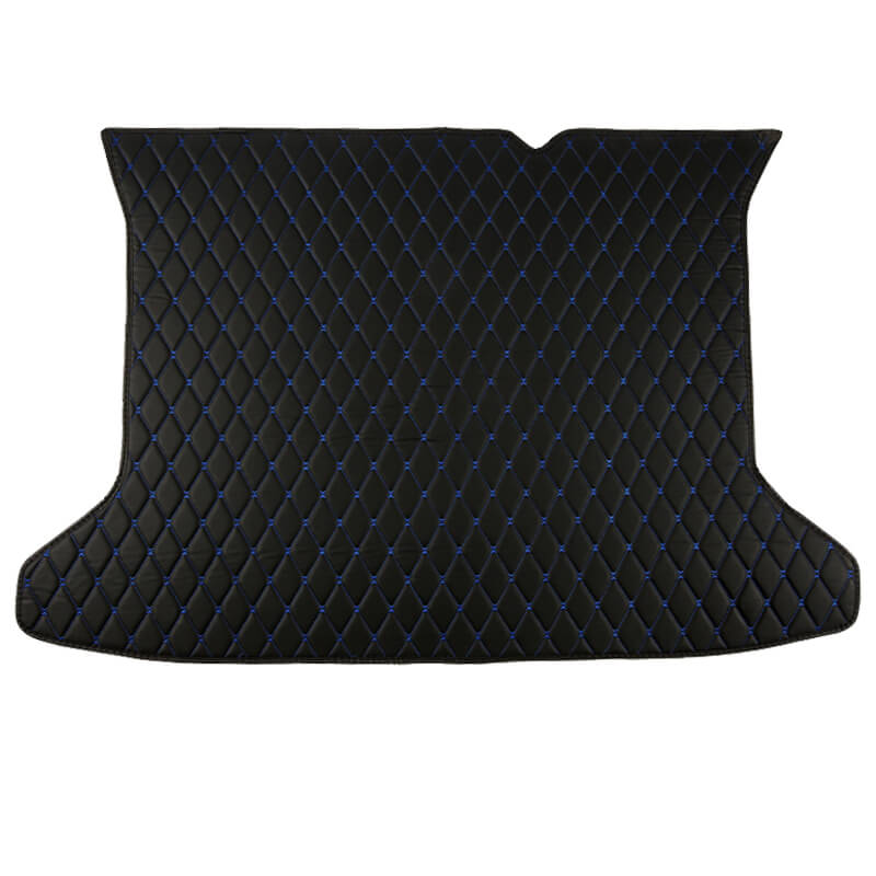 Black and Blue Stitching Luxury Leather Diamond Trunk Base Mats Manufacturers