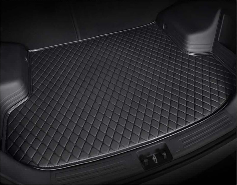 Black and Black Stitching Luxury Leather Diamond Trunk Base Mats Manufacturers