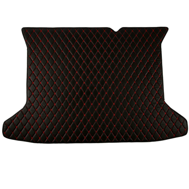 Black and Red Stitching Luxury Leather Diamond Trunk Base Mats Manufacturers