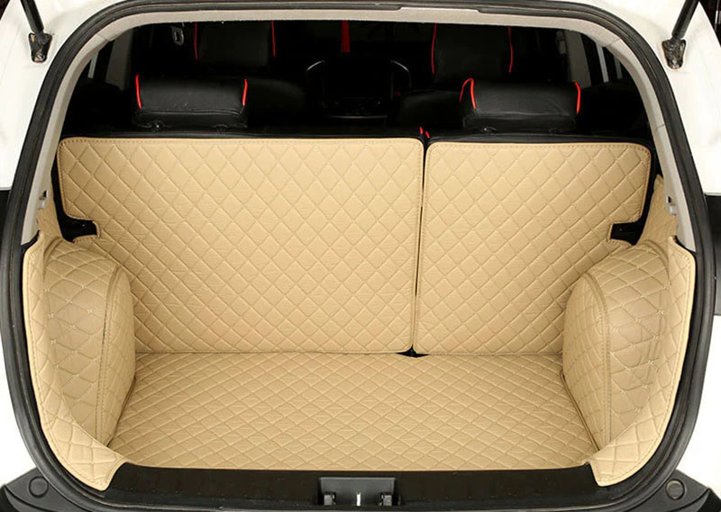Beige Full Cover Luxury Leather Diamond Trunk Car Mats Manufacturers