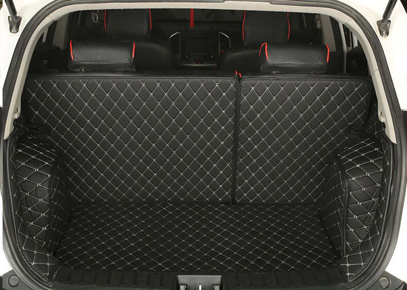 Black and White Stitching Full Cover Luxury Leather Diamond Trunk Car Mats Manufacturers