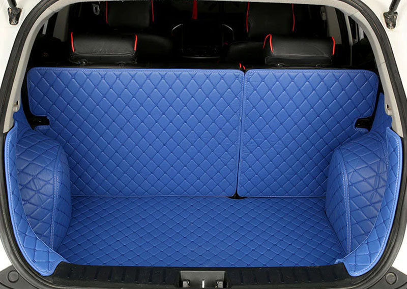 Blue Full Cover Luxury Leather Diamond Trunk Car Mats Manufacturers