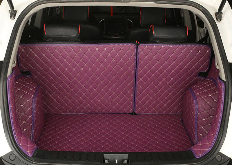 Purple Full Cover Luxury Leather Diamond Trunk Car Mats Manufacturers