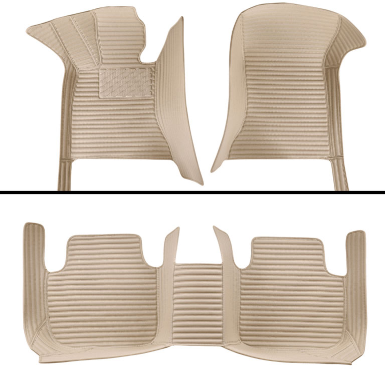 Beige Luxury Leather Stripe Car Mats Manufacturers