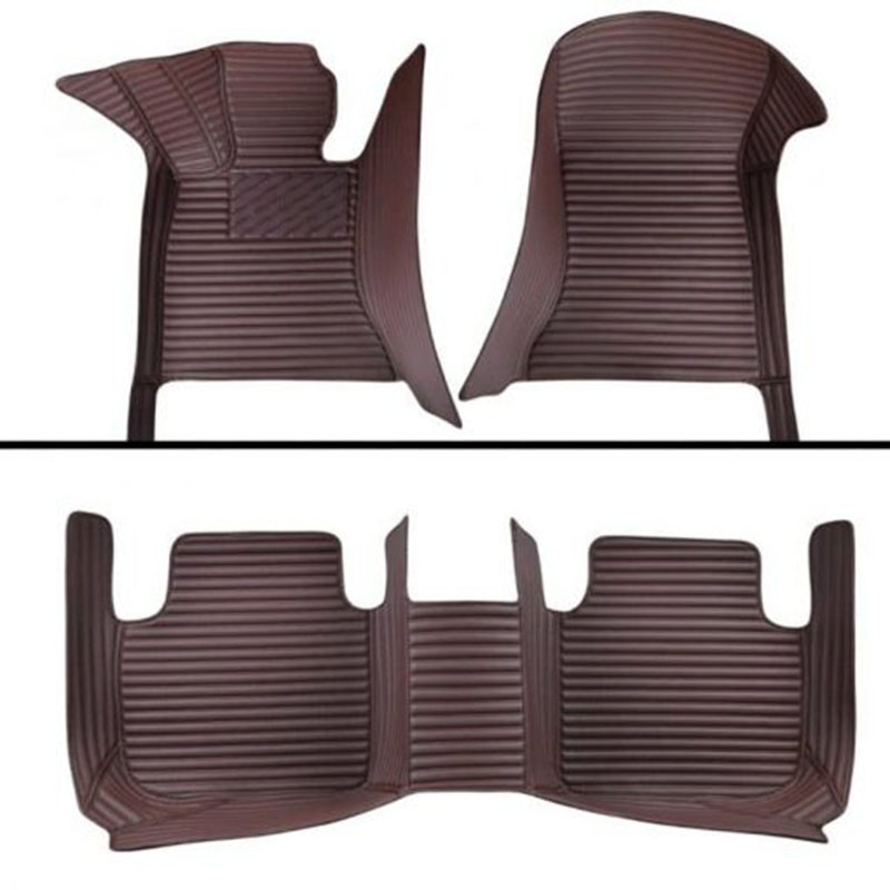 Dark Brown Luxury Leather Stripe Car Mats Manufacturers