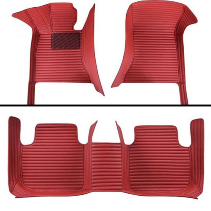 Maroon Luxury Leather Stripe Car Mats Manufacturers