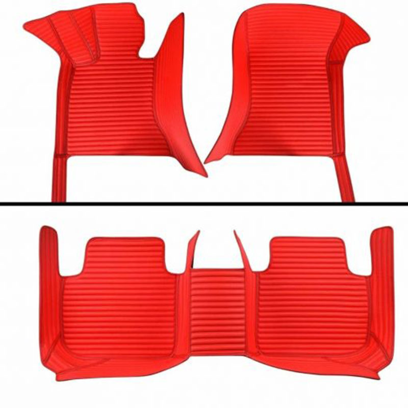 Red Luxury Leather Stripe Car Mats Manufacturers
